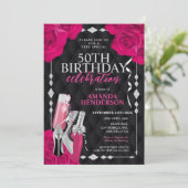 ウィメンズピンクアンドシルバー誕生日 招待状 (スタンド正面)