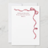 ウィメンズピンクエレガントボウパーティー 招待状 (裏面)