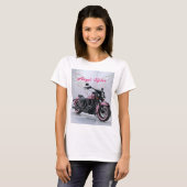 ウィメンズピンクバイクもしくは自転車に乗る人Tシャツ Tシャツ (正面フル)