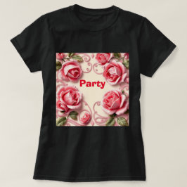 ウィメンズピンクローゼズパーティーTシャツ Tシャツ