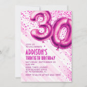 ウィメンズピンク30th誕生日招待状 招待状 (正面)