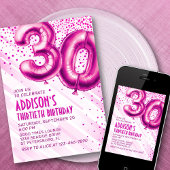 ウィメンズピンク30th誕生日招待状 招待状