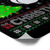 ウィメンズピーチクリスマスツリー照明醜いクリスマスシュエ ポスター (角)