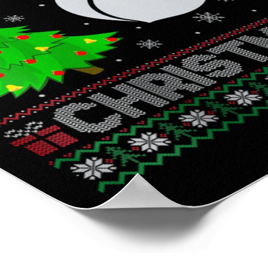 ウィメンズピーチクリスマスツリー照明醜いクリスマスシュエ ポスター (角)