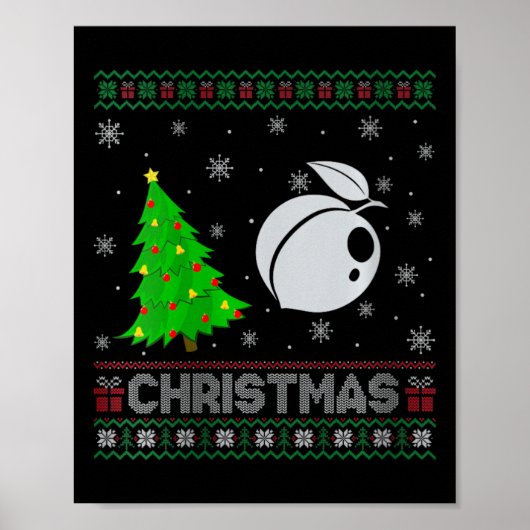 ウィメンズピーチクリスマスツリー照明醜いクリスマスシュエ ポスター (正面)