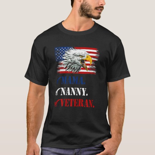 ウィメンズファースト・ママ今ナニー・アメリカン・イーグル国旗Fa Tシャツ (正面)