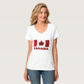ウィメンズフィッティングCanada国旗Tシャツ土産シャツ Tシャツ (正面フル)