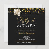 ウィメンズフィフティファブアフル金ゴールド誕生日インビタット 招待状 (正面)