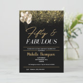 ウィメンズフィフティファブラス金ゴールド誕生日 招待状 (スタンド正面)