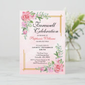 ウィメンズフェアウェルズパーティークラシックフローラエレガント 招待状 (スタンド正面)