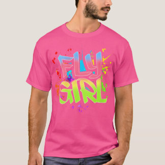 ウィメンズフライガール80S 90S旧学校ヒップホップ女子 Tシャツ