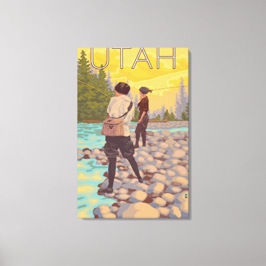 ウィメンズフライ釣りユタ キャンバスプリント (正面)