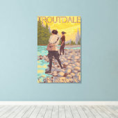 ウィメンズフライ釣り – Troutdale, Oregon キャンバスプリント (インサイチュ (ウッドフロア))