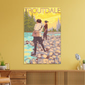 ウィメンズフライ釣り – Troutdale, Oregon キャンバスプリント (インサイチュ (リビング))