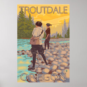 ウィメンズフライ釣り – Troutdale, Oregon ポスター