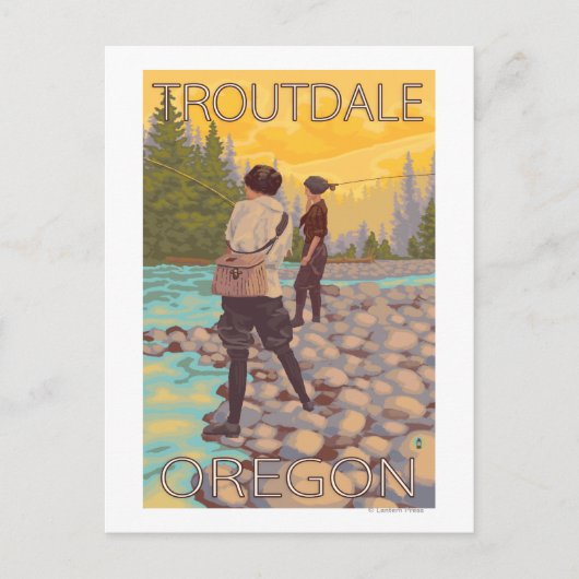 ウィメンズフライ釣り – Troutdale, Oregon ポストカード (正面)