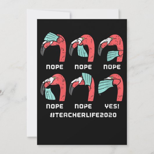 ウィメンズフラミンゴ顔マスクライフ2020ソーシャル先生 サンキューカード (正面)