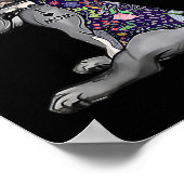 ウィメンズフラワーピットブルi愛ママピットブルタトゥー ポスター (角)