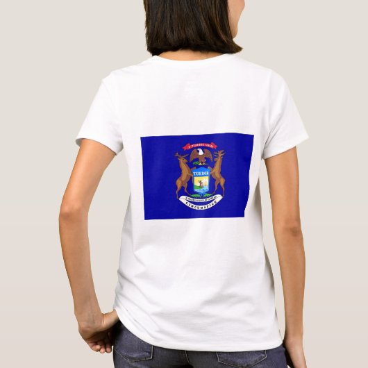 ウィメンズフリースジップジョガー国旗、米国ミシガン州 Tシャツ (裏面)