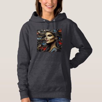 ウィメンズフードSweatshirtアートワーク14 パーカ