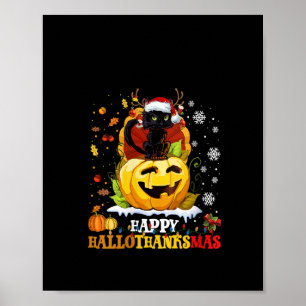 ウィメンズブラックキャットハロウィーンとメリークリスマスハップ ポスター