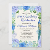 ウィメンズブルー縁どフローラ50歳誕生日パーティー 招待状 (正面)