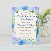 ウィメンズブルー縁どフローラ50歳誕生日パーティー 招待状 (スタンド正面)