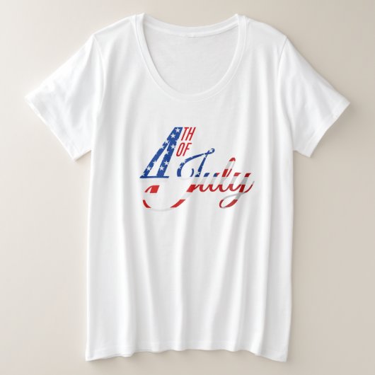 ウィメンズプラスサイズ愛国的Tシャツ プラスサイズTシャツ (デザイン正面)