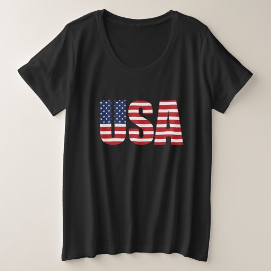 ウィメンズプラスサイズ愛国的Tシャツ プラスサイズTシャツ (デザイン正面)