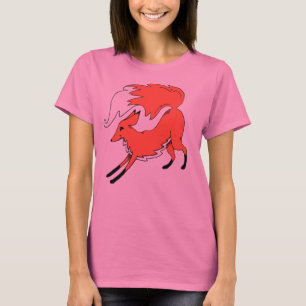 ウィメンズプラス汗シャツかわいいキツネ Tシャツ