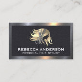 ウィメンズヘアロゴ |サロン |金属レザー 名刺 (正面)