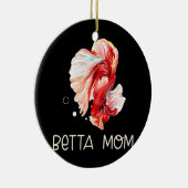 ウィメンズベッタフィッシュベッタママおもしろいかわいいペットオーナー セラミックオーナメント (右)