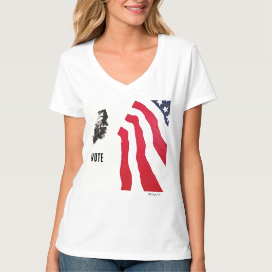 ウィメンズベラキャンバスジャージーVネックTシャツ Tシャツ (正面)