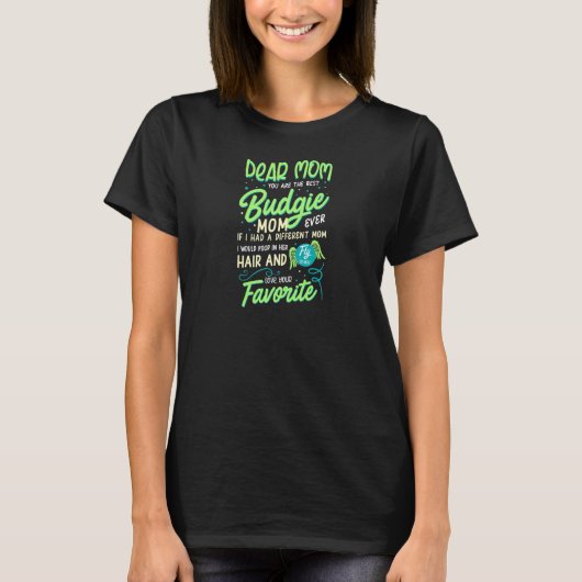 ウィメンズペットブジーブママバードユーモアParaket Budgerig Tシャツ (正面)
