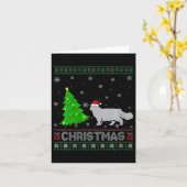 ウィメンズペルシャ猫クリスマスツリー照明醜いクリスマス カード (黄色い花)