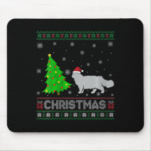ウィメンズペルシャ猫クリスマスツリー照明醜いクリスマス マウスパッド