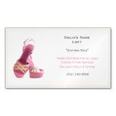 ウィメンズホワイトピンクシューズファッション マグネット名刺 (正面)