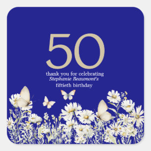 ウィメンズホワイトワイルドフラワーサプライズ50誕生日 スクエアシール
