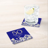 ウィメンズホワイトワイルドフラワーサプライズ50誕生日 スクエアペーパーコースター (インサイチュ)