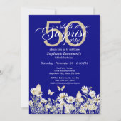 ウィメンズホワイトワイルドフラワーサプライズ50誕生日 招待状 (正面)