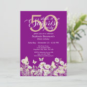 ウィメンズホワイトワイルドフラワーサプライズ50誕生日 招待状 (スタンド正面)