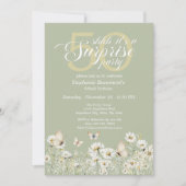 ウィメンズホワイトワイルドフラワーサプライズ50誕生日 招待状 (正面)