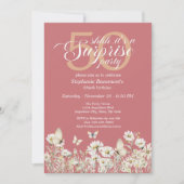 ウィメンズホワイトワイルドフラワーサプライズ50誕生日 招待状 (正面)