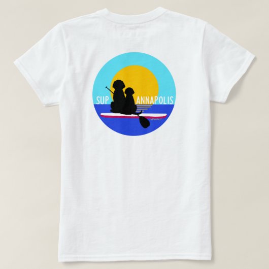 ウィメンズホワイトTシャツSUPアナポリスドッグ Tシャツ (デザイン裏面)