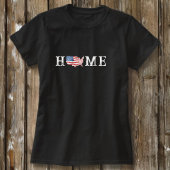 ウィメンズホームUSA地図アメリカ国旗7月4日カジュアル Tシャツ