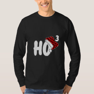ウィメンズホー3キューベッドサンタレッドプレイドクロースクリスマス Tシャツ