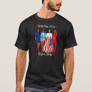 ウィメンズボストンガールズトリップ2021ブラックカッコいいウィメンズバ Tシャツ
