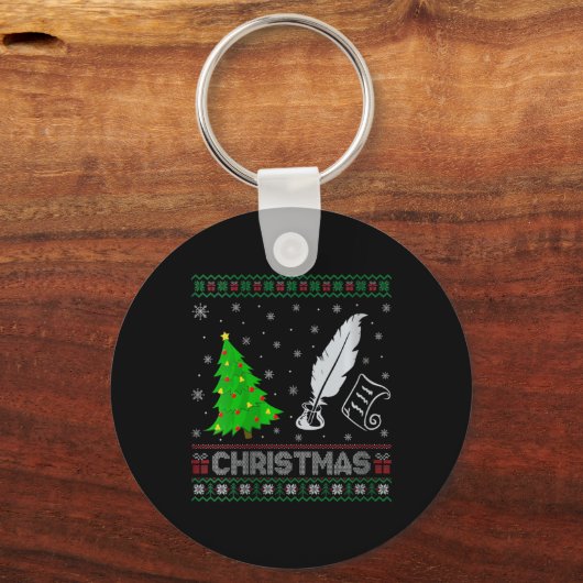 ウィメンズポエトリークリスマスツリー照明醜いクリスマスソフトウェア キーホルダー (正面)