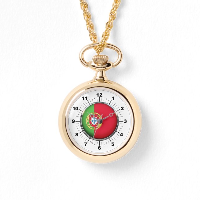 ウィメンズポルトガル国旗の回り込み金ゴールド時計 腕時計 (正面)