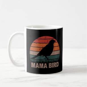 ウィメンズママバード母ママレトロ鳥デザインF コーヒーマグカップ